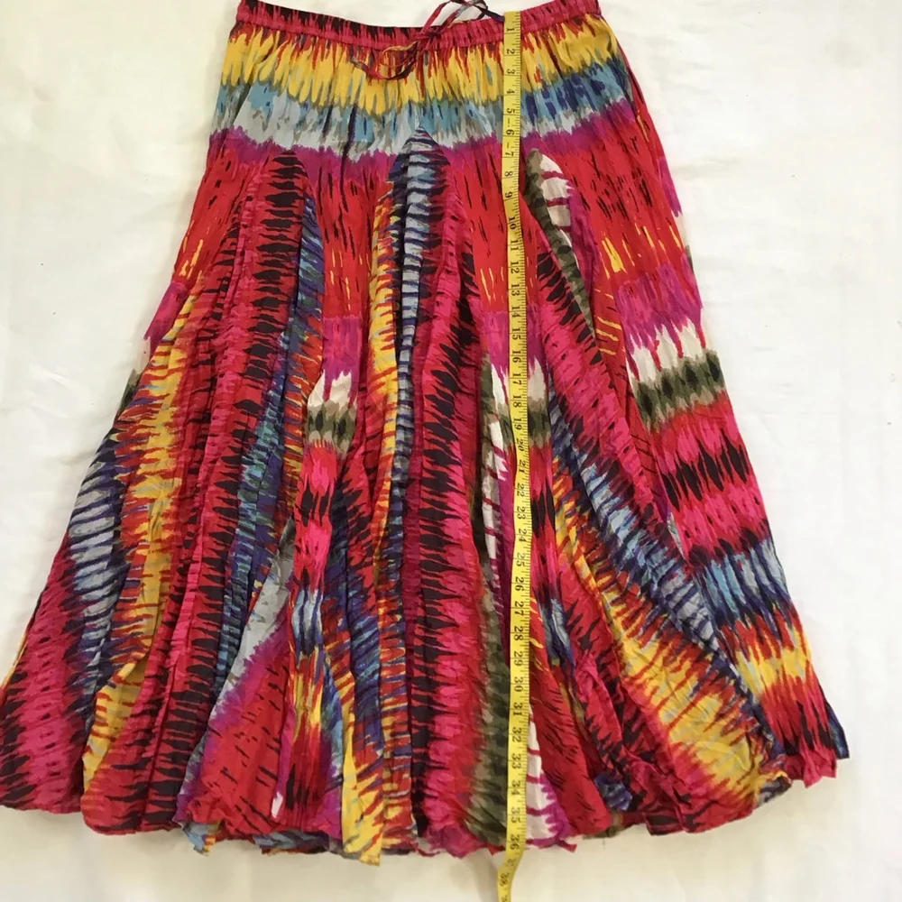 Chelsea & Theodore Women Vibrant Multi-Color Abstract Urban Artsy Maxi Skirt L - Picture 11 of 12
